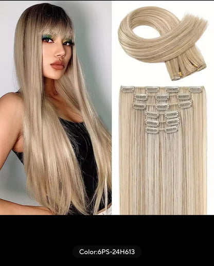 SYNTHETIC STRAIGHT HAIR EXTENSION (16clips)