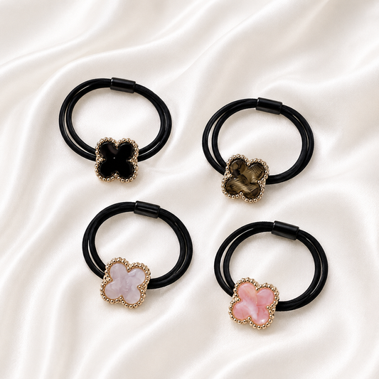 CLOVER ELASTIC HAIR TIE (PACK OF 4)