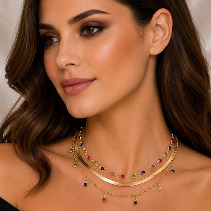 MULTI COLORED LAYERED NECKLACE