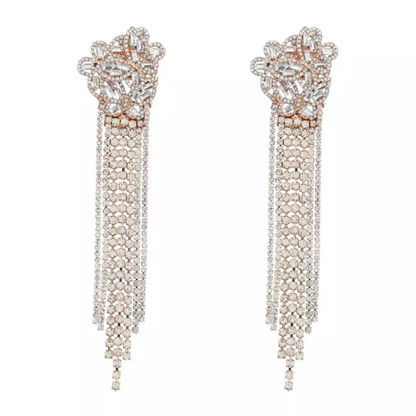ETHNIC CRYSTAL TASSEL EARRINGS