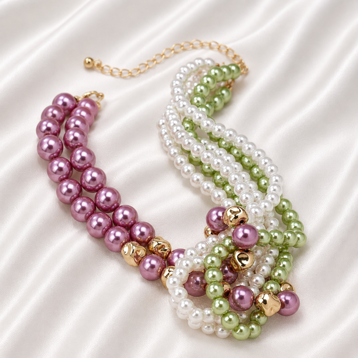 MULTI TONE IMITATION PEARL CHOKER