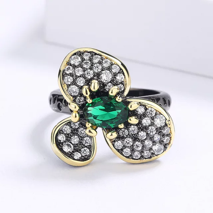 EXQUISITE EMERALD FLOWER SET