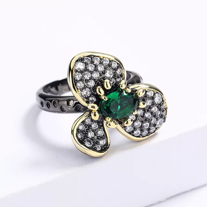 EXQUISITE EMERALD FLOWER SET