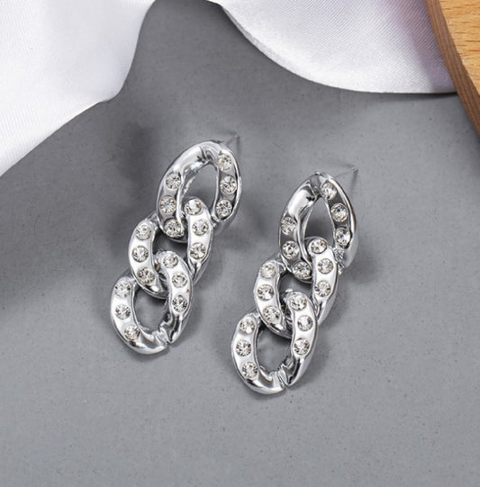 DIAMOND CUBAN LINK CHAIN EARRINGS