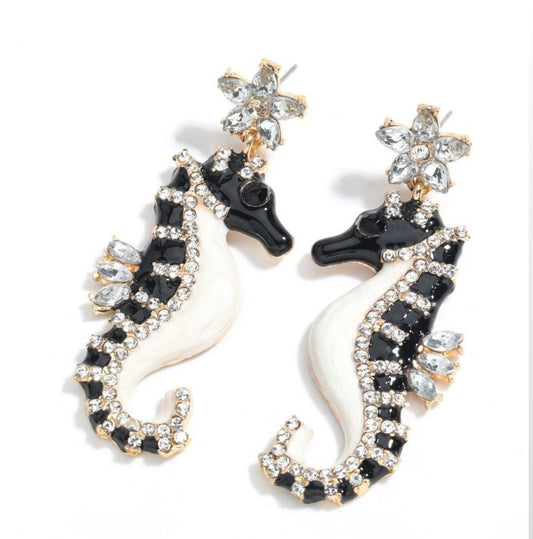 CRYSTAL SEA HORSE EARRINGS