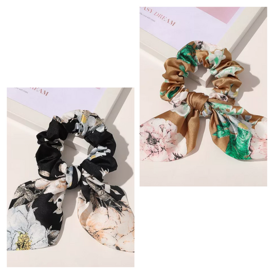 FLORAL HAIR SCRUNCHIES TIES