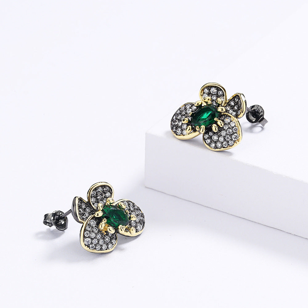 EXQUISITE EMERALD FLOWER SET