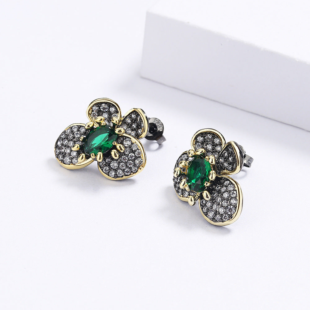 EXQUISITE EMERALD FLOWER SET