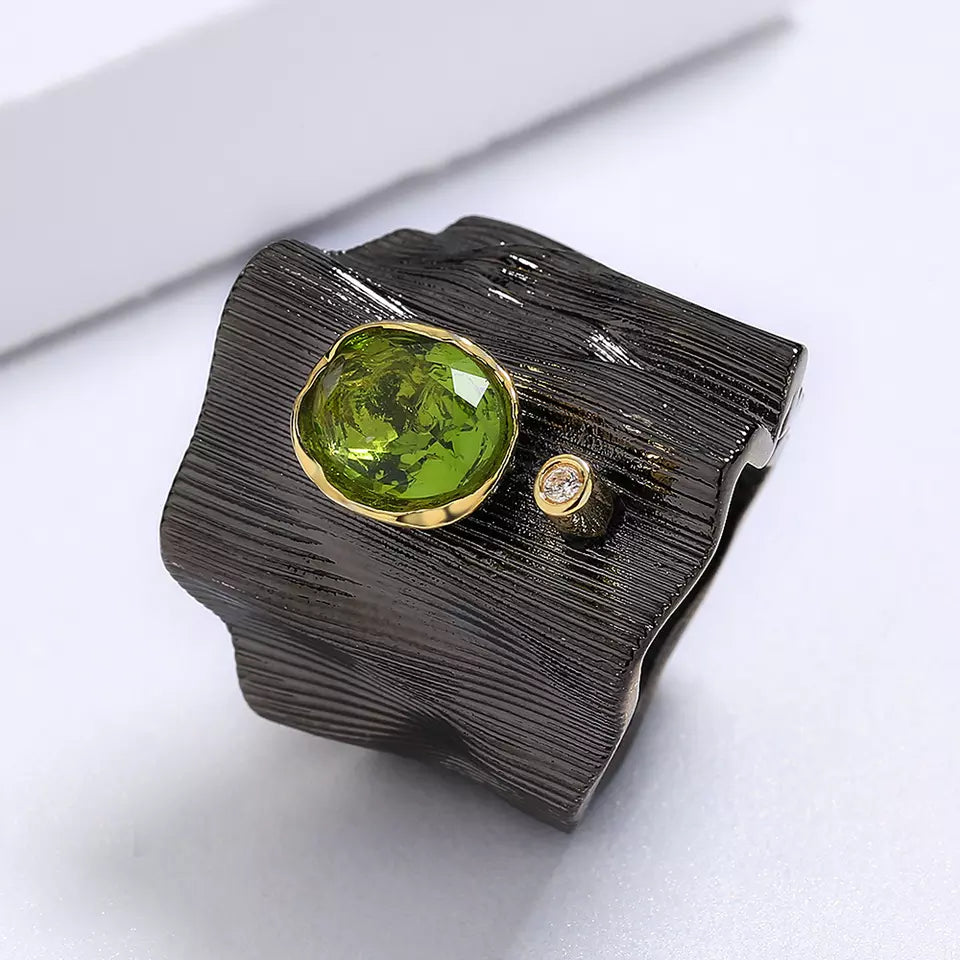 LATITUDINAL GREEN ZIRCON RING