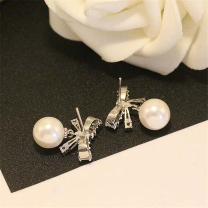 ELEGANT CRAVAT PEARL DROP EARRINGS